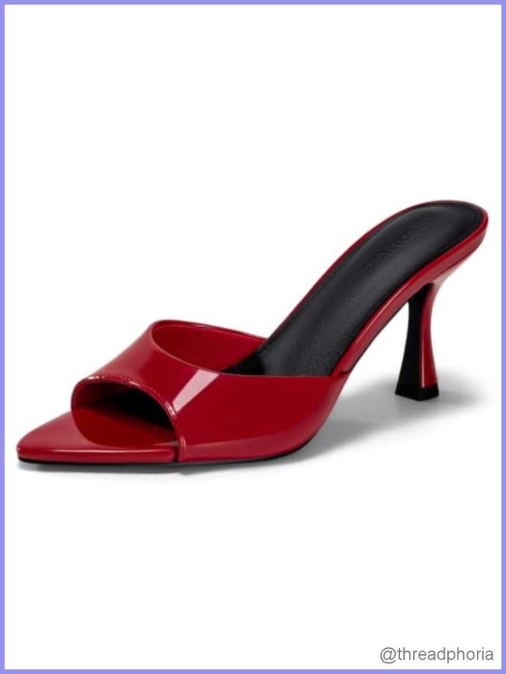 Women's Kitten Heel Mules Pointed Open Toe Faux Leather Slip On Heels